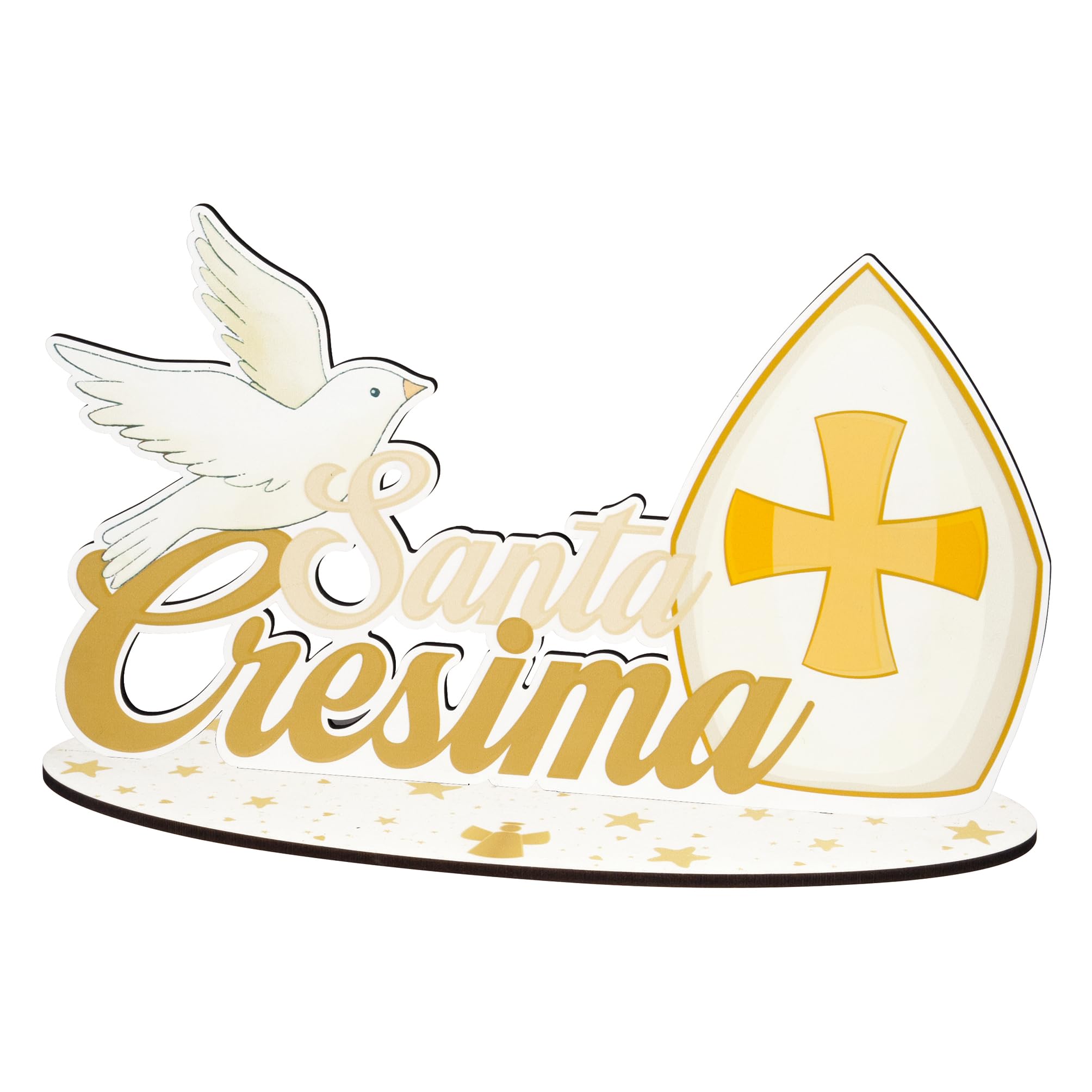 Centrotavola Maxi Scritta in Legno per Eventi (Santa Cresima 35x21 cm)