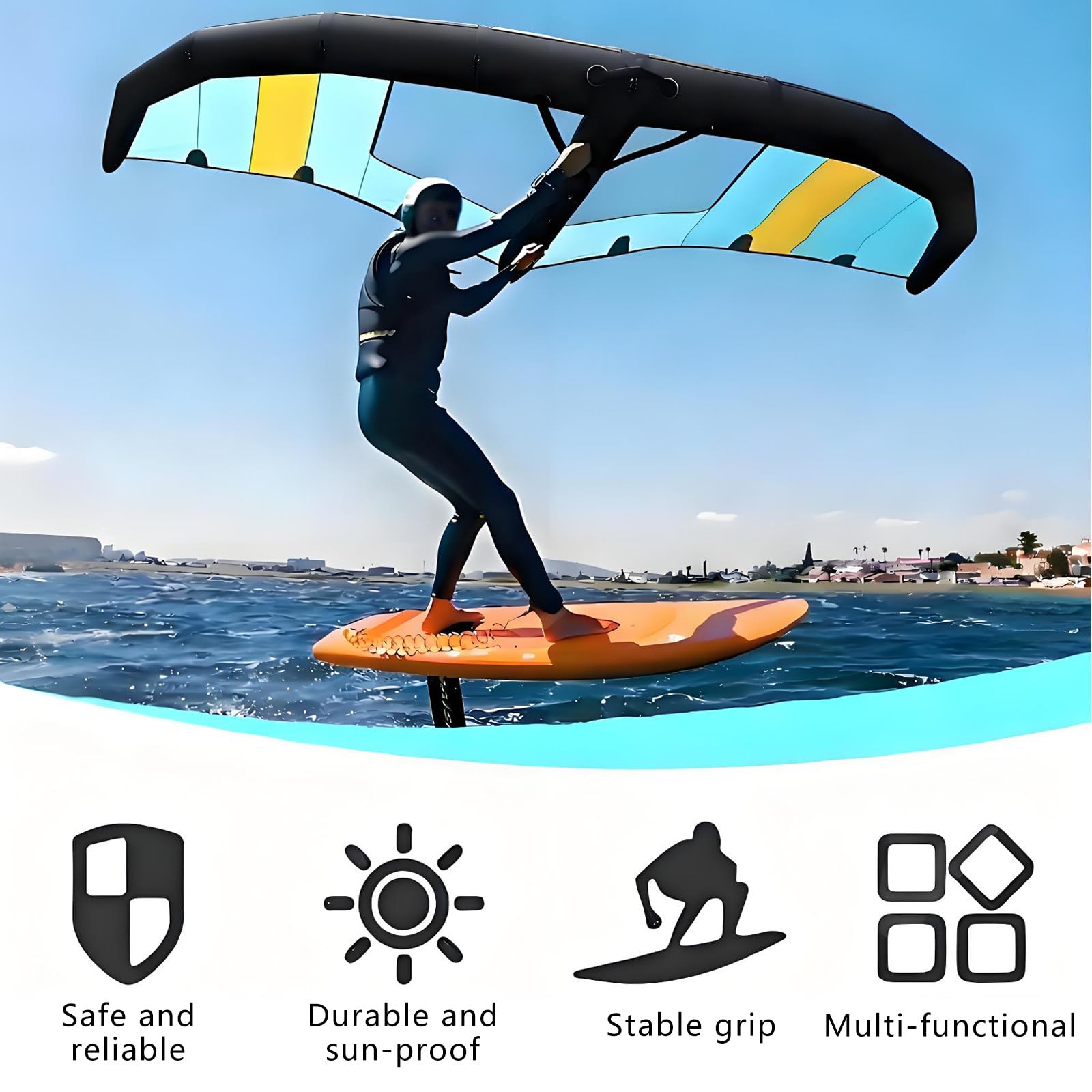Aufblasbarer Foil-Kite-Wind-Wing, FüR Erwachsene, Surfboard-Kiteboarding Im Wasser, Aufblasbarer Foil-Board-Surf-Wing 4m²