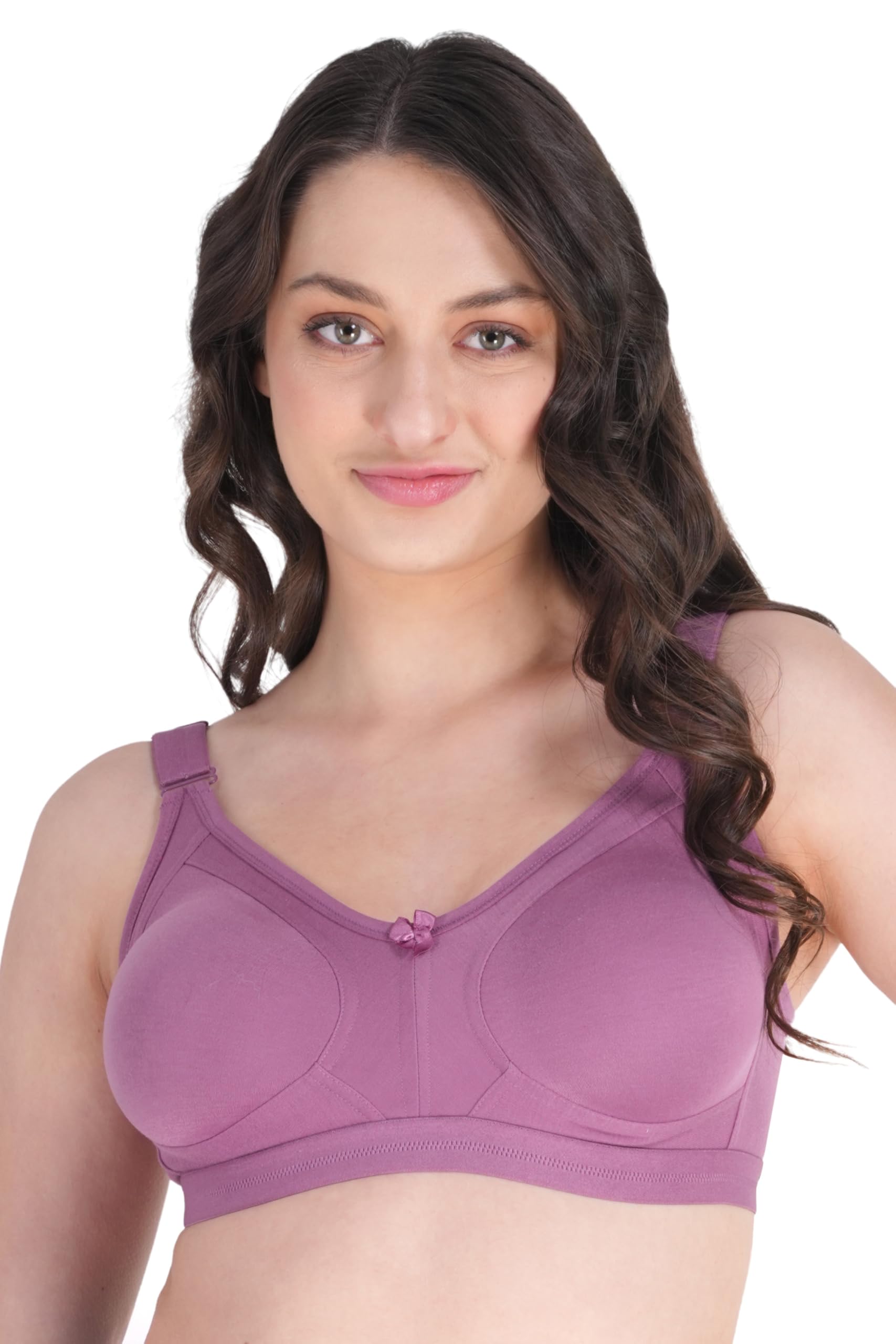 dempsey Women's Cotton Non-Padded Wire Free Full Coverage Bra Purple-picture-48
