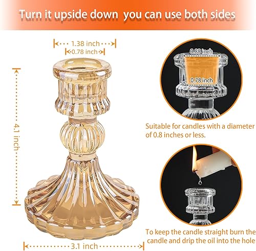 Miniatura 2 de Portavelas de cristal, candelabros cónicos a rayas, juego de 6 candelabros para centros de mesa, decoración del hogar, bodas, festivales y fiestas