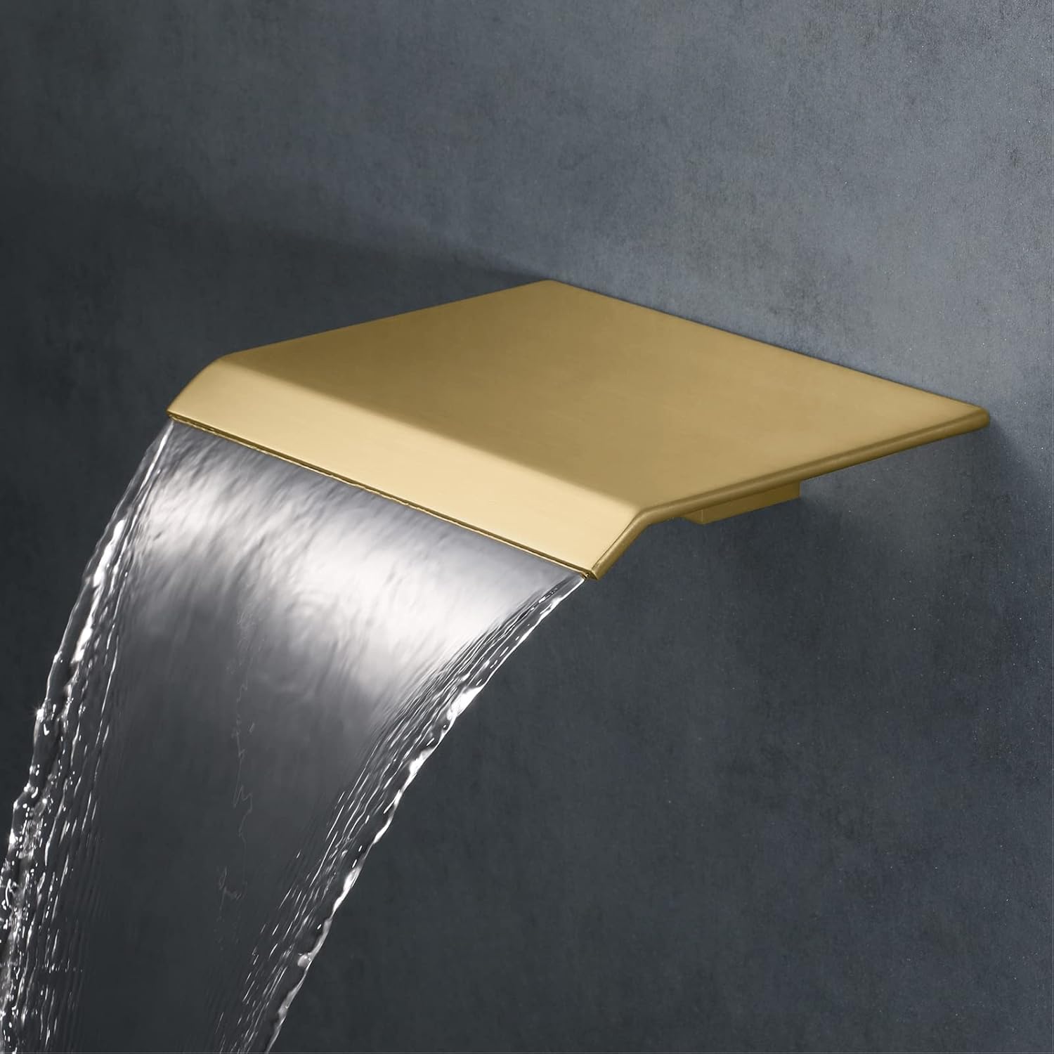 Caño De Bañera En Cascada, De Latón Macizo, De 7.8 Pulgadas De Diámetro, De Alto Caudal, para Montaje En Pared, Grifo para Lavabo., Brushed Gold