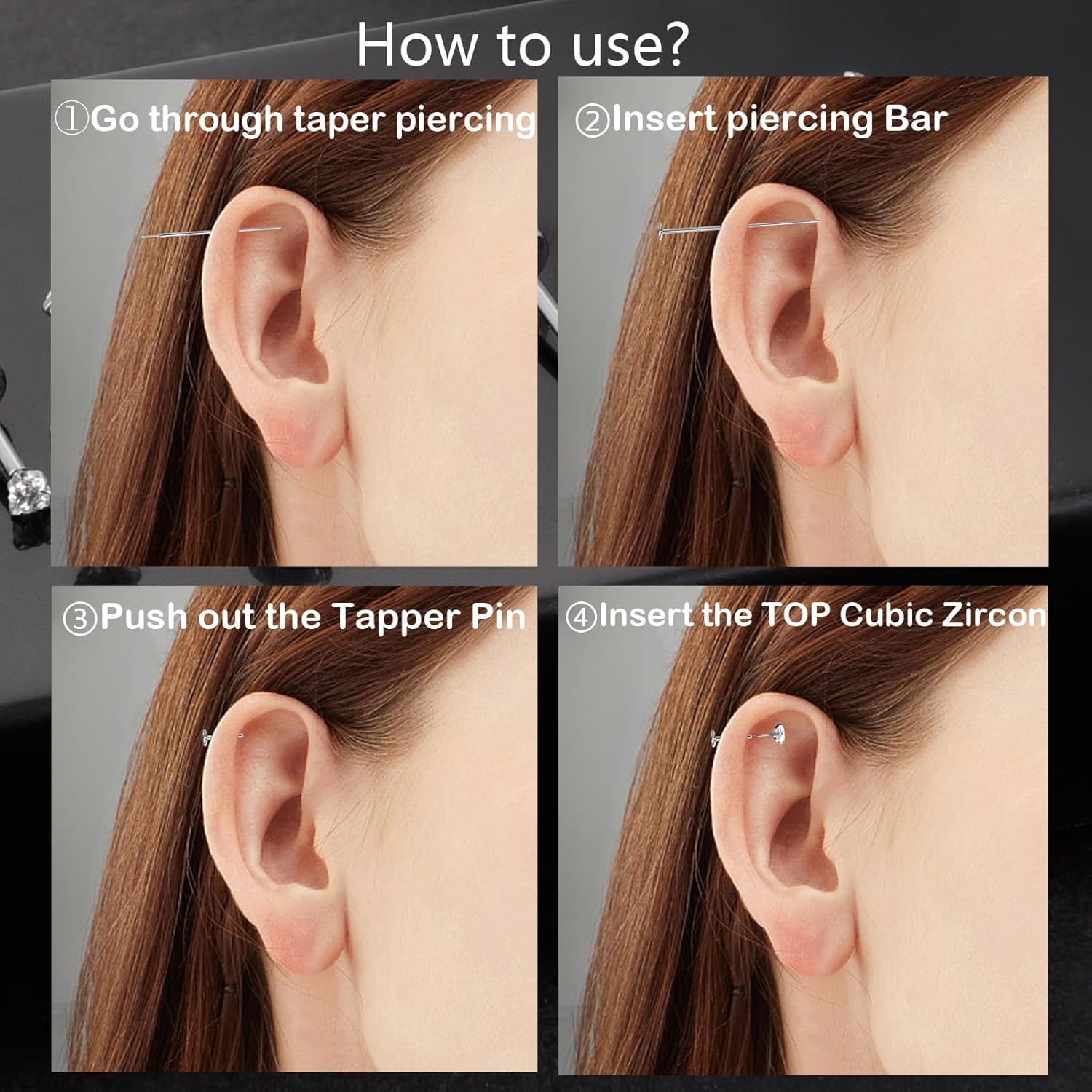 Candyfancy 10PCS 20g/18g/16g Threadless Stud Earrings for Women Men Cz Opal Moon Star Flat Back Studs Cartilage Earrings for Multiple Piercing-Push In Nose Studs with Taper Piercing 6/7/8mm Length - Image 9