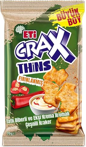Eti Crax Thins Tatlı Biberli Ekşi Kremalı Kraker 70 x 12 Adet