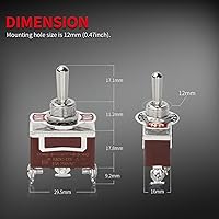 Vista 2 de DaierTek Interruptor de palanca momentáneo impermeable (ON) - Apagado (ON) 12V DC 20A Heavy Duty Marine SPDT Switch Rocker 3 Way 250V AC 15A