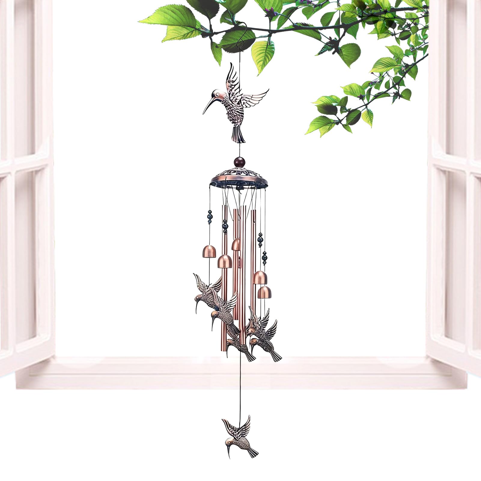 Carillon colibri en acier inoxydable forgé à la main pour balcon chic