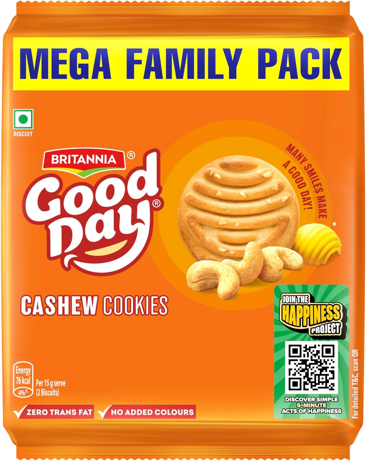 Good Day Britannia Cashew Cookies, 905 g , 10N*82.7= 827 g (Weight May Varie)