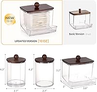 Vista 2 de Tbestmax Juego de Accesorios Organizadores para Baño - 10 oz, 7 oz Soporte de Almacenamiento para Hisopos con Tapas de Bambú, Dispensador de Bolas