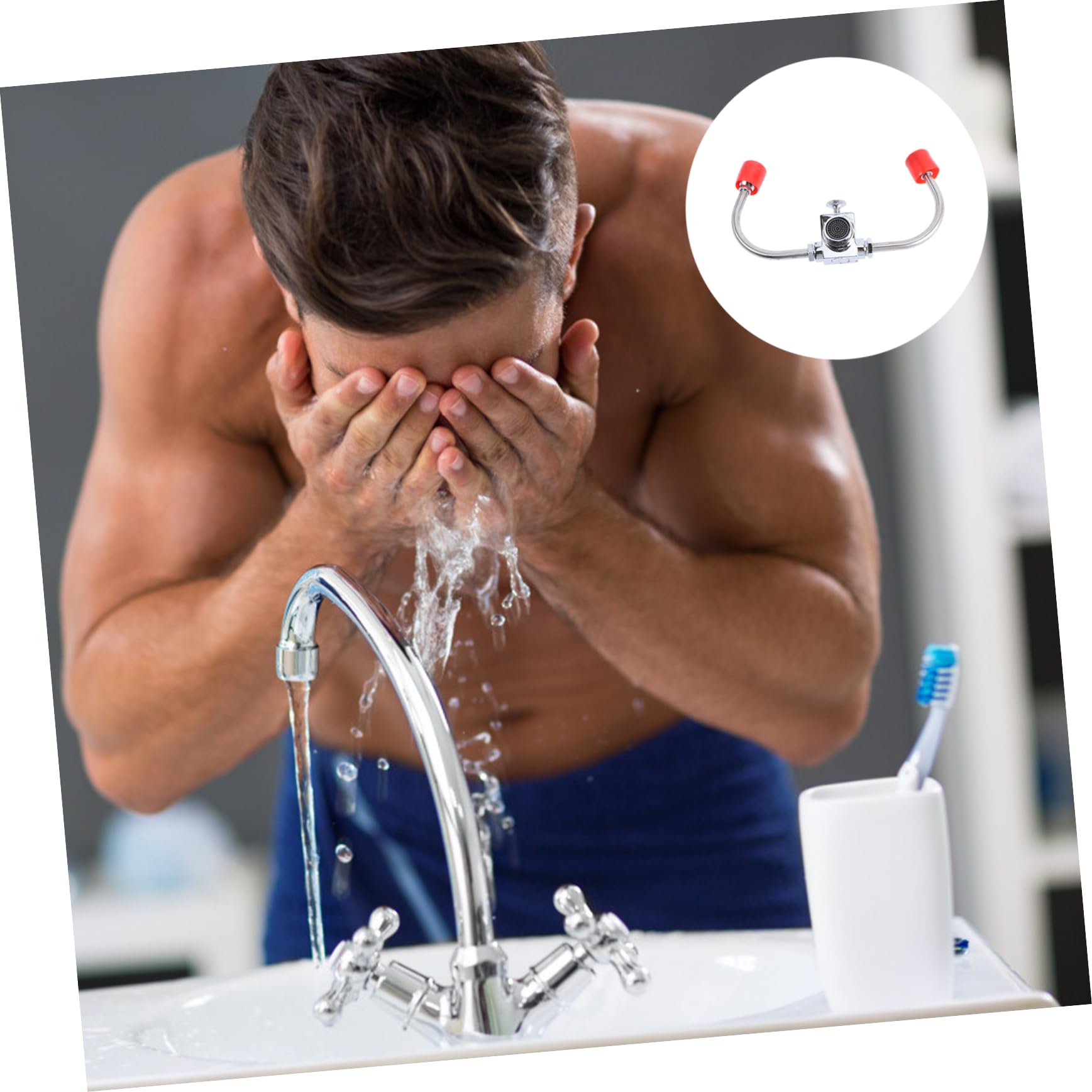 PRETYZOOM Estación Lavaojos de Emergencia para Lavabo, Montaje en Lavabo Grifo, Acero Inoxidable, Activación Rápida
