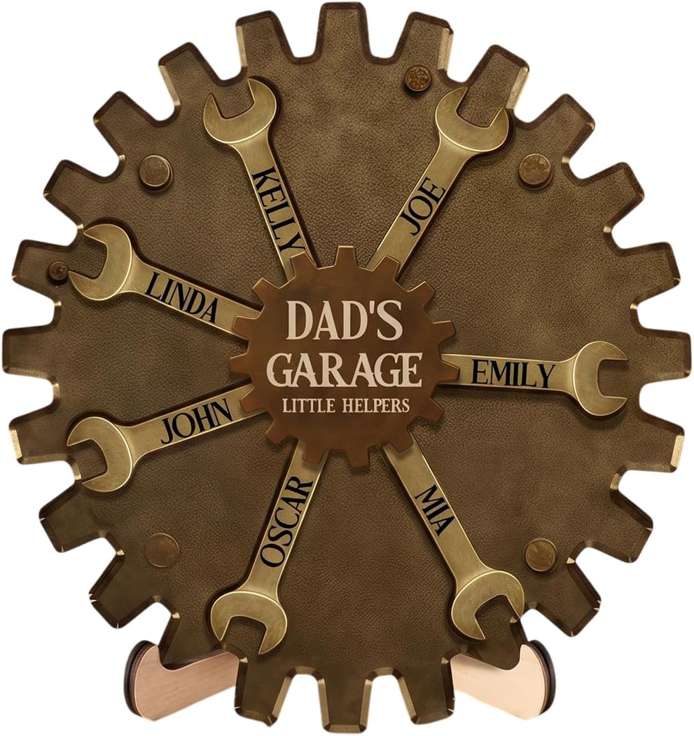 Custom Garage Gear Sign – Personalized Gift for Dad, Grandpa, or Any Handyman Unique Birthday Present For Men Him Keepsake Home Decor Meaningful Novelty Tools
