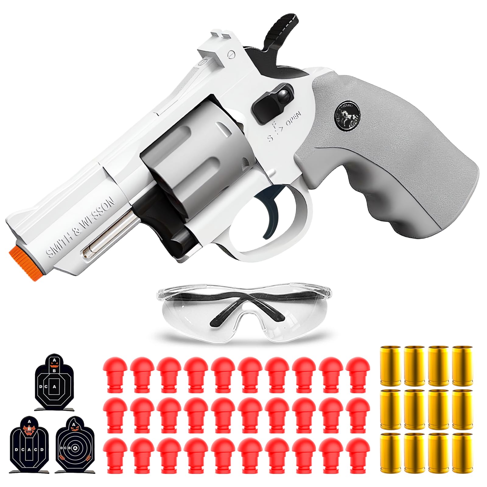 Toy Revolver Gun with 30 Soft Bullets, Semi-Automatic Shooting Western Cowboy Prop Revolver Toy Gun, Cosplay Shoot Games, Ideal Gift for Kids Boys Girls Ages 8+ on Christmas, Birthday