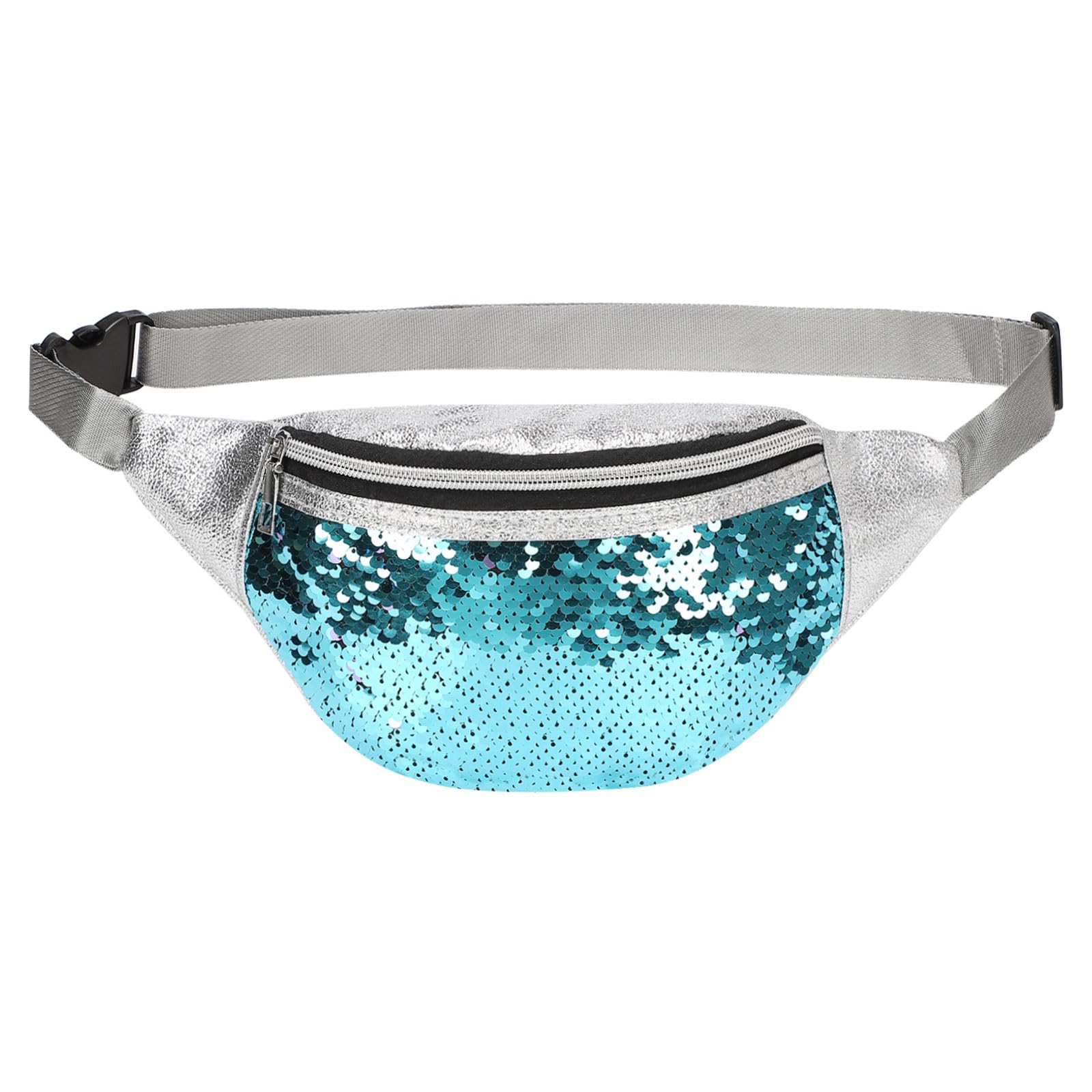 DTGN Sequined Fanny Pack for Women, Cute Waist Belt Bag, Crossbody Bag Water Resistant Fashion Small Bum Bag with Adjustable Belt for Running Hiking Shiny Blue โ image 1