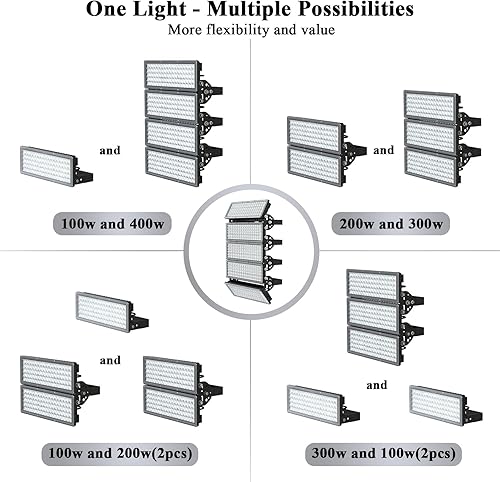 Miniatura 6 de Kekeou Luces de estadio de 500 W, luz de inundación LED al aire libre, 6500 K, 70000 lm, súper brillante, equivalente a 3500 vatios, iluminación de