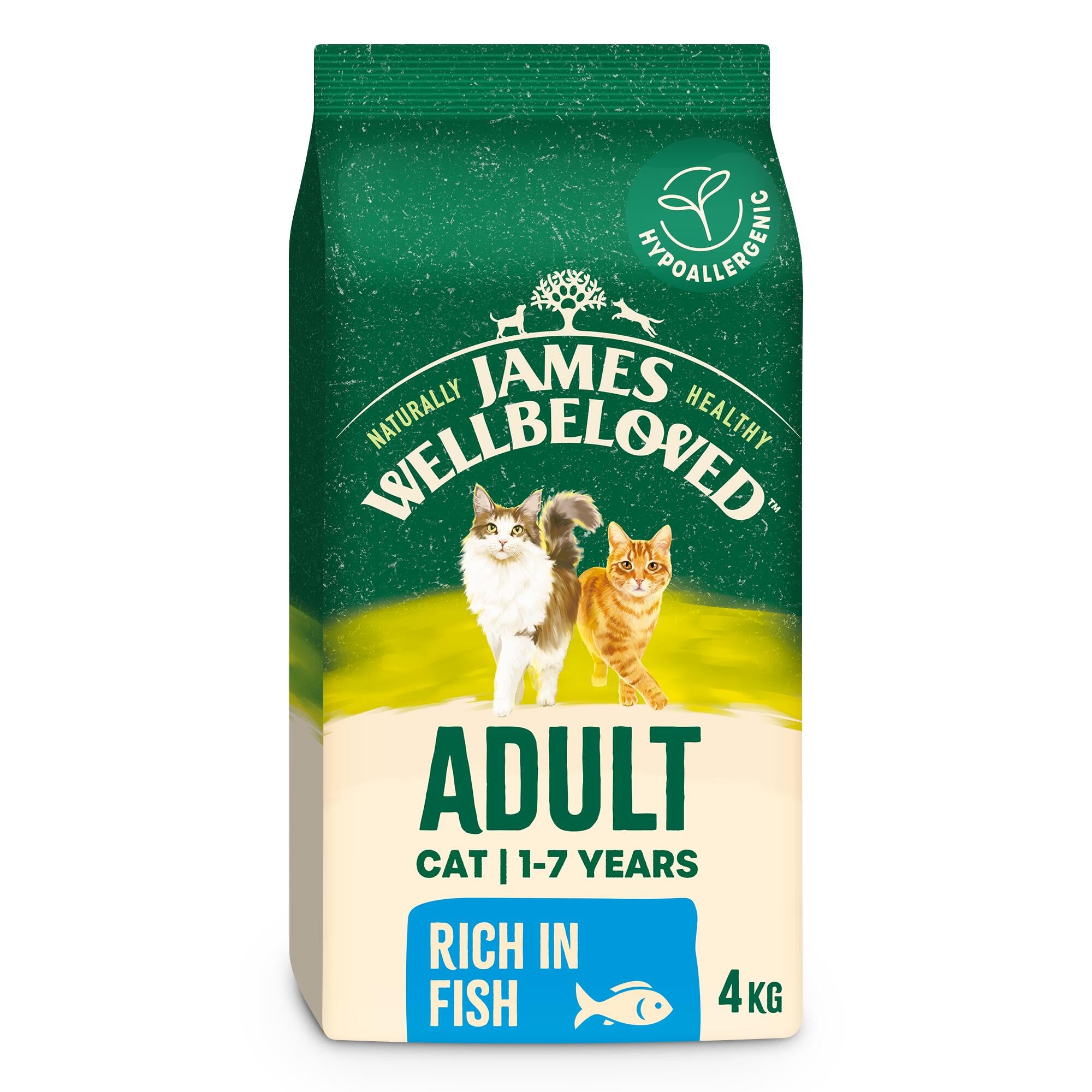 James Wellbeloved Hypoallergenic Dry Cat Food for Adult Cats Fish 4 kg