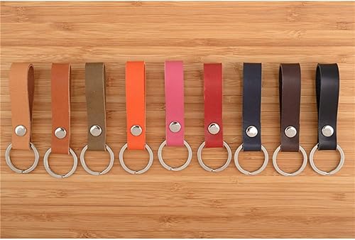 Miniatura 6 de BeeSpring Leather Keychain Handcraft Silver Key Ring Lanyard Handmade