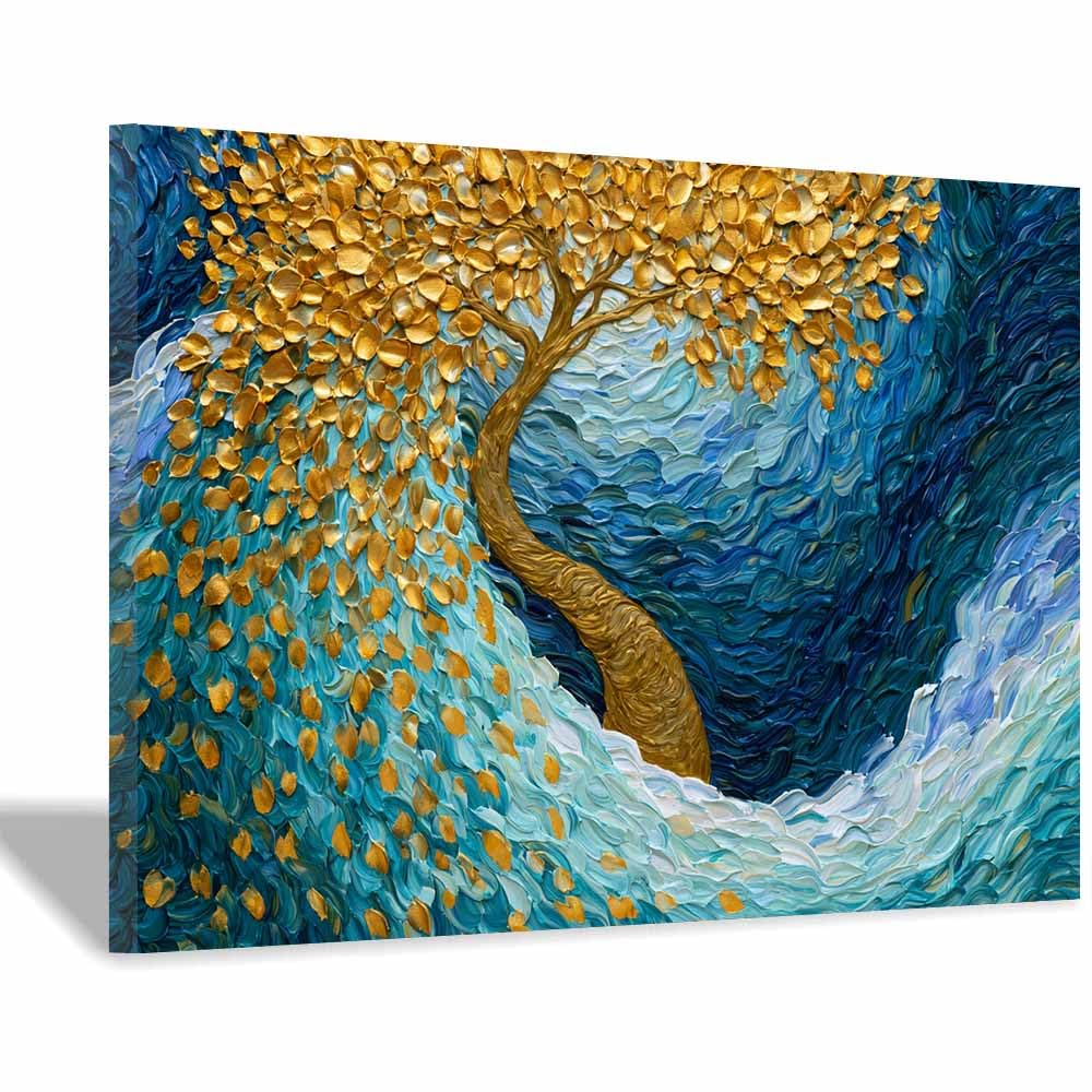 DMZPKZB Tree Of Life Large Wall Art Glowing magics Tree Colorful Canvas Art Prints,Abstract Painting,Scenery Wall Decor,For Gallery,Bedroom,Living Room And Hotel(Multicolor)-50x70cm Framed
