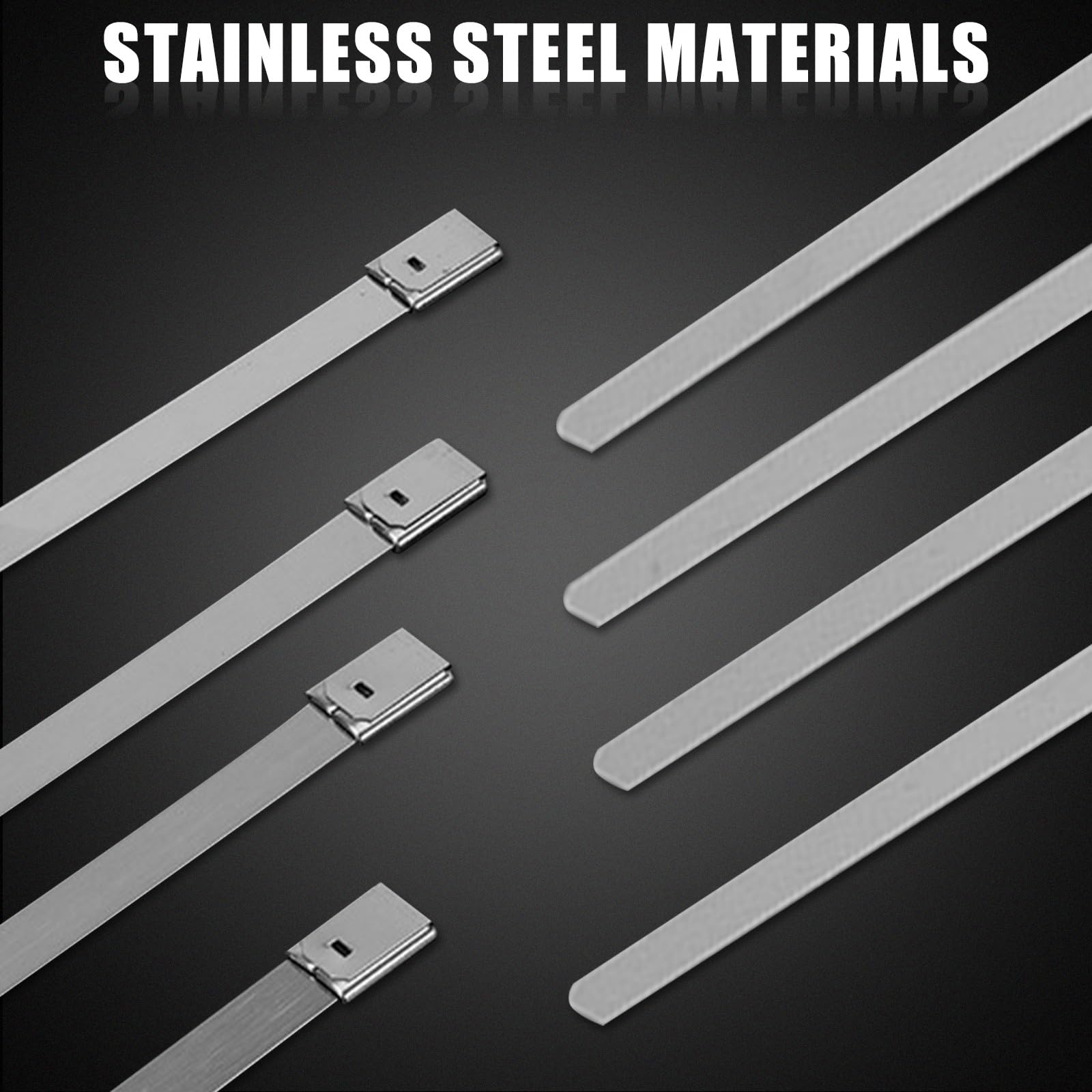 100 PCS 304 Stainless Steel Cable Ties with Steel Ball Stopper, 4.6 * 200mm Metal Cable Ties, Heavy Duty - Image 3
