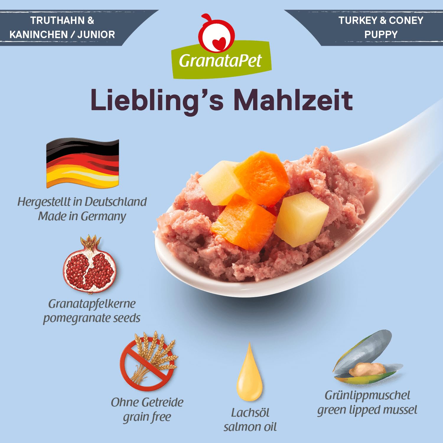 GranataPet Liebling’s Mahlzeit indyk i Królik w puszkach Karma dla Psa 400 g
