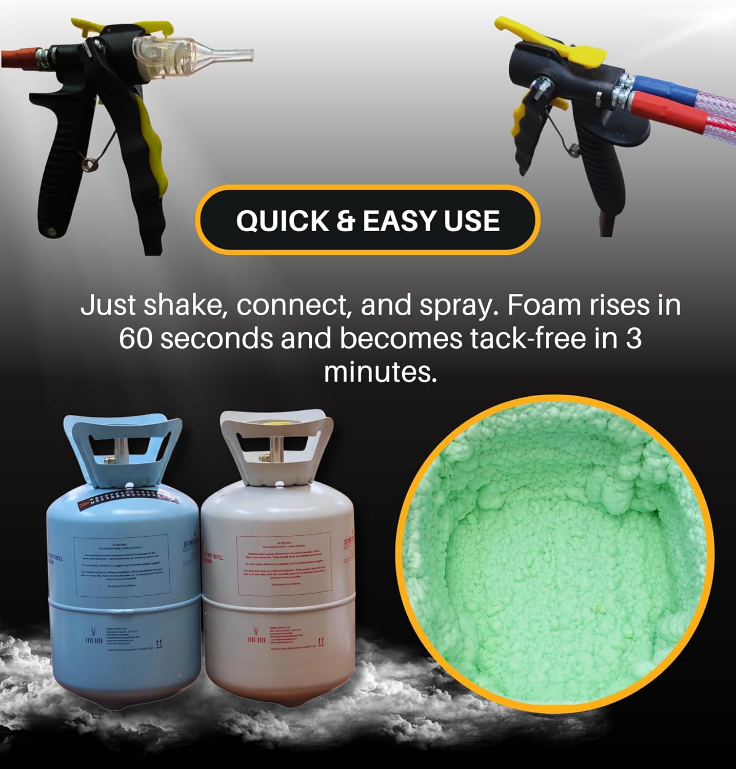 Vega Bond Expanding Packaging Foam Kit – 2-Part Protective Cushion for Shipping Fragile or Valuable Items, Expands Up to 30x, Includes 2 Cylinders,Hose, Gun & 8 Nozzles – For Packing, Moving & Storage