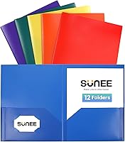 Vista 10 de SUNEE Carpetas de 2 bolsillos (paquete de 12 unidades, color negro) carpetas de plástico resistentes con bolsillos, se adaptan a papel tamaño carta