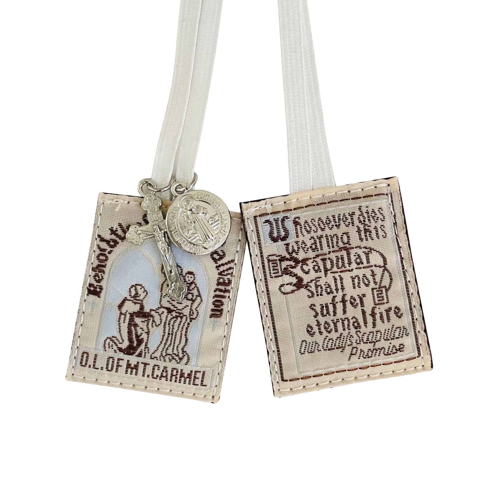 Scapulars Catholic, Brown Scapular of Our Lady of Mount Carmel, Escapularios Catolicos Scapular Catholic Gift for House Blessing Door Hanger Home Protection, St Benedict Medal Pardon Crucifix