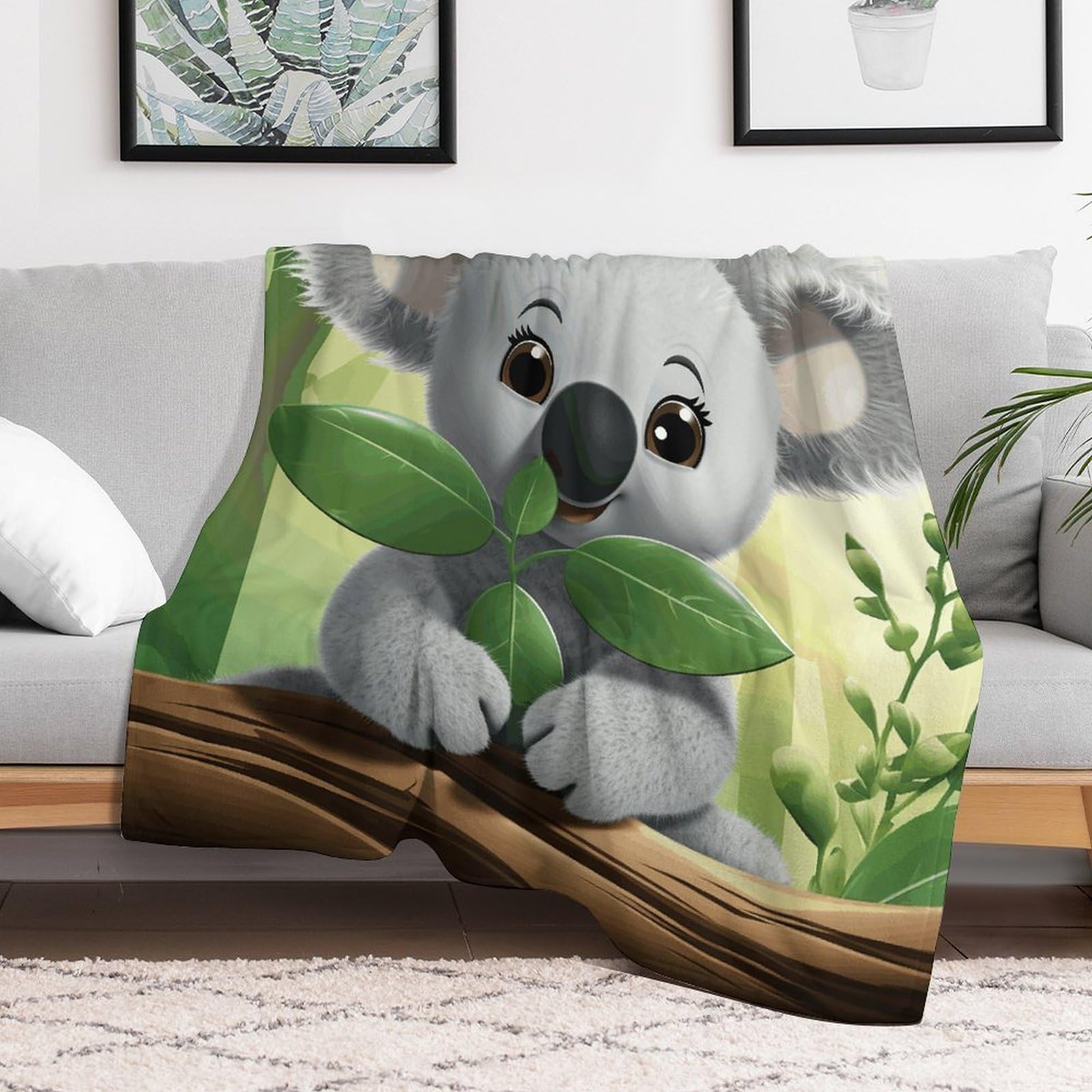 Couverture polaire en flanelle Koala haut de gamme au fini soyeux et style rustique