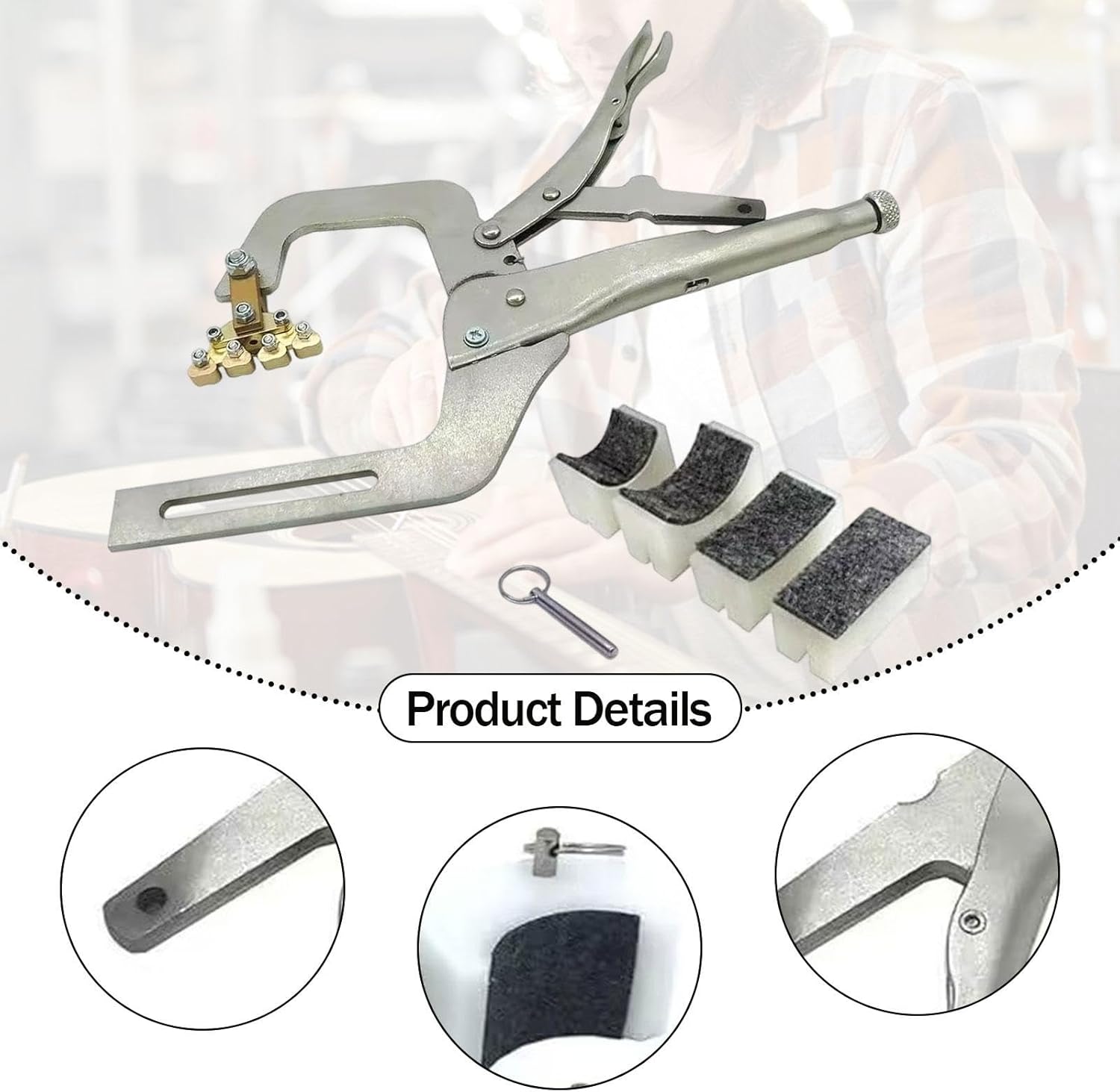 TISHITA ハンドヘルドフレットプレスツール、4つのサポートコール付き、プレスクランプ、精密弦楽器製作者フレッティングツール、フ