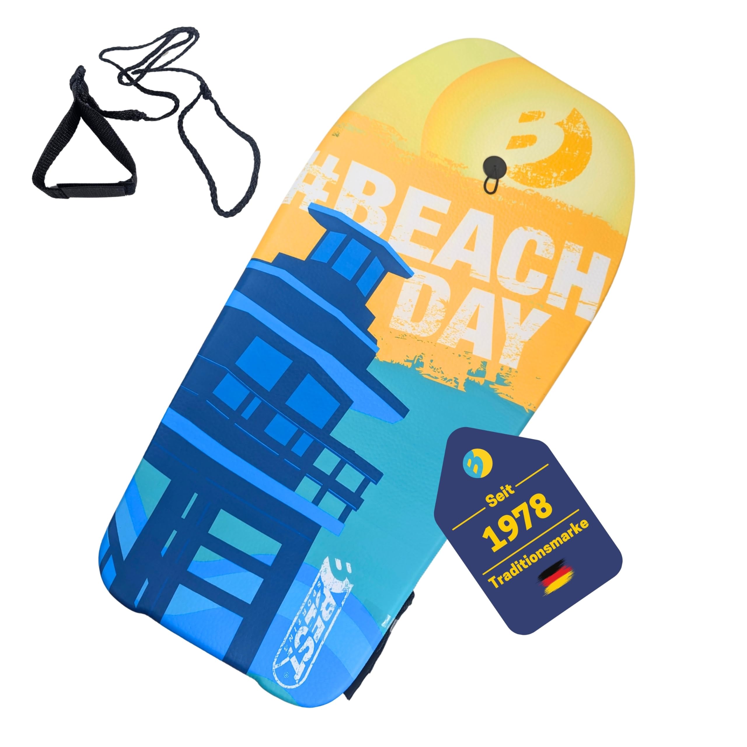 BEST SPORTING Tabla de bodyboard para niños, ligera, para playa, mar y piscina, 92 x 46 x 5 cm, varios diseños, incluye correa para un agarre seguro
