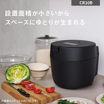 Panasonic SR-CR10B-K Rice Cooker, 5 Cups, Pressure IH, New Life, Living Alone, Compact Size, Automatic Cooking Pot, Waterless and Low Temperature Cooking, Lid Dishwasher Safe, Black