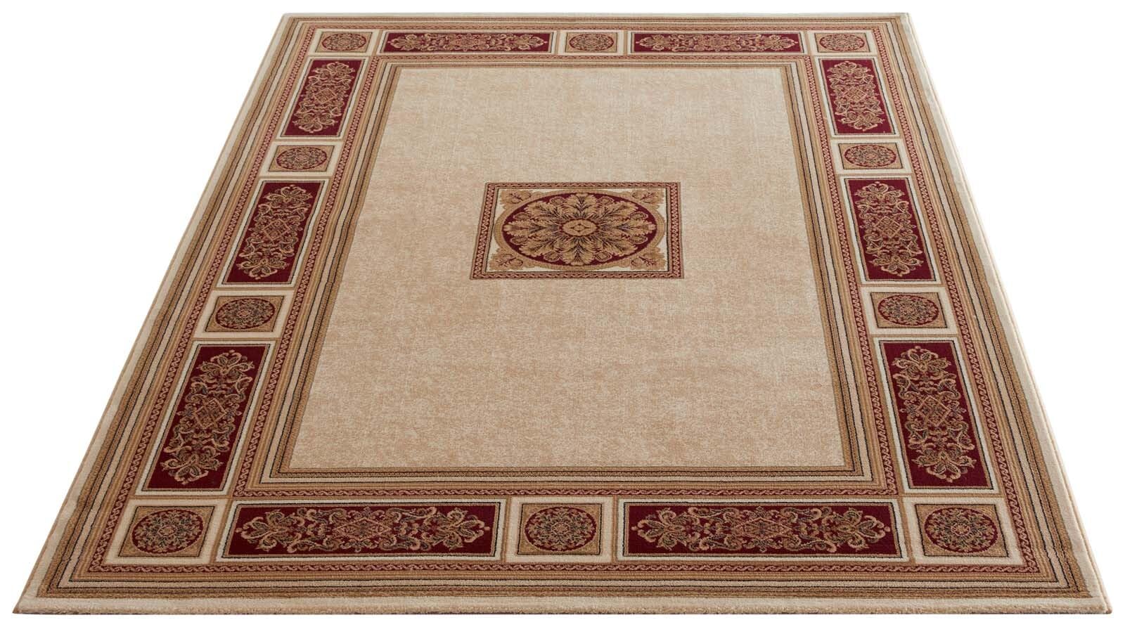Taracarpet moderner Designer Orient Kurzflor Teppich edle Luxus Qualität im Aubusson Palast Design für Wohnzimmer, Schlafzimmer und Esszimmer Gold-rot 240x340 cm