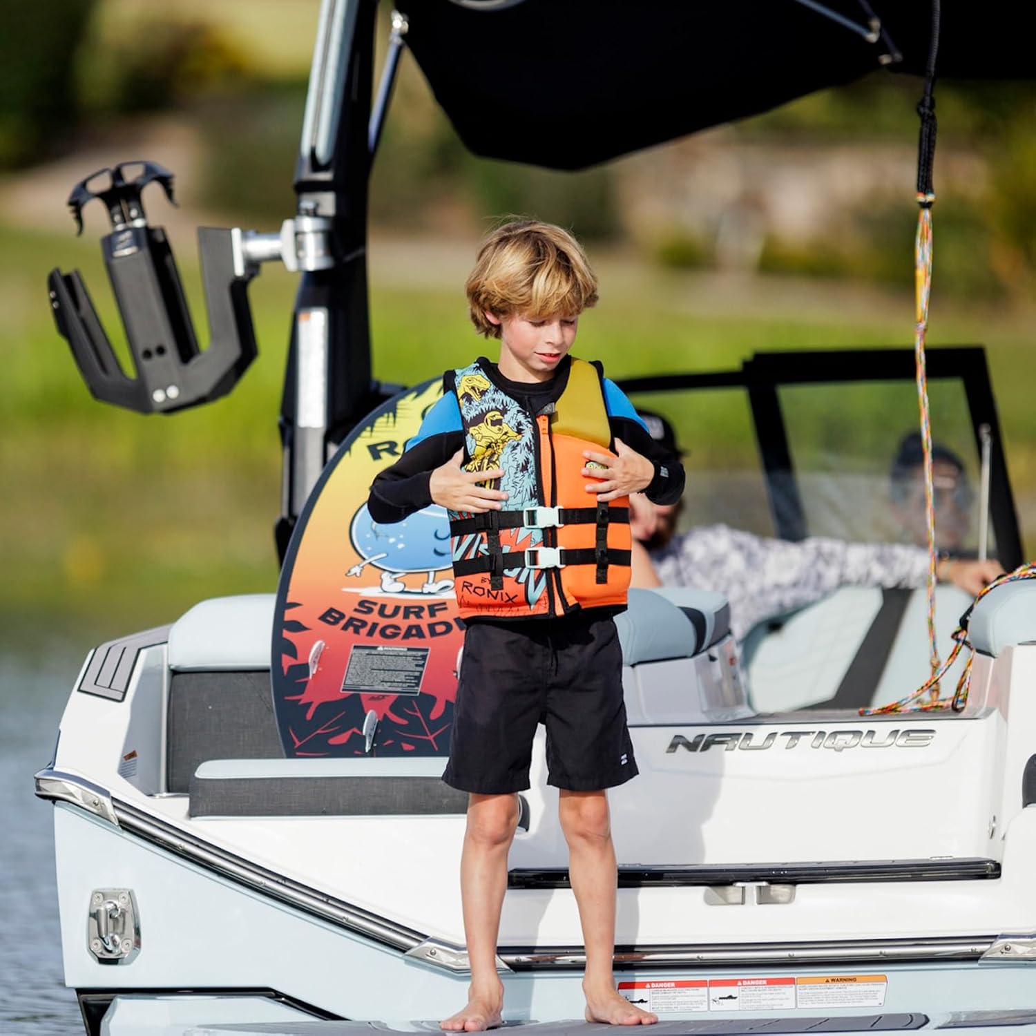 RONIX Boy's Vision CGA Life Vest | Durable Lightweight Neoprene Soft Swimming Life Jacket for Boating and Watersports with Plush Inner & Back Supportive Foam