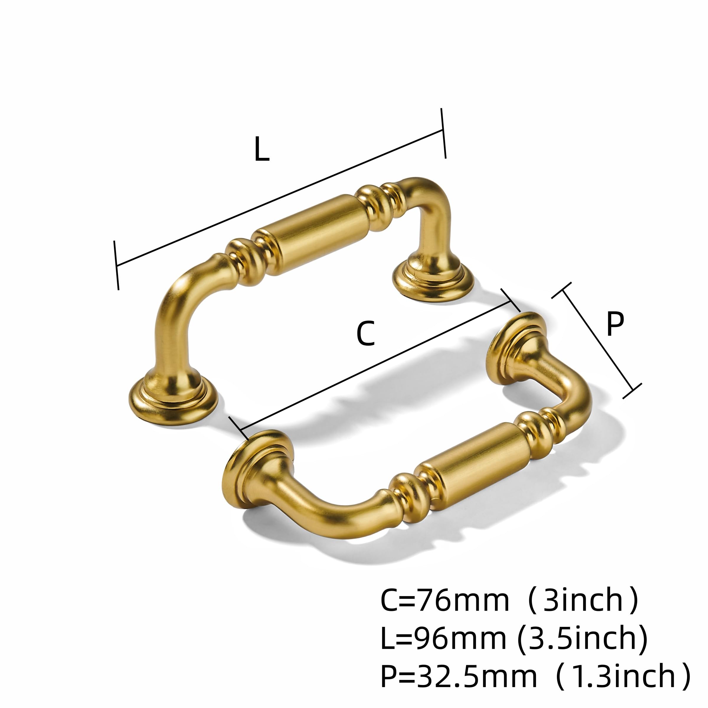 Vibrant Brushed Moderne Brass Cabinet Pull - 80392, 3 in (76 mm) — KHTUMEWARE