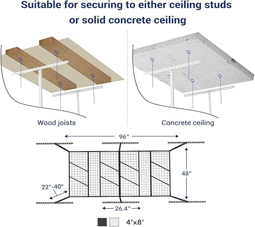 Miniatura 6 de FLEXIMOUNTS Pro - Estante de almacenamiento de techo ajustable de 4 x 8 pies, para garaje, resistente, capacidad de peso de 800 libras, 96 pulgadas