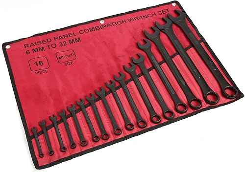 VCT Juego de llaves combinadas de panel elevado de 16 piezas, juego de llaves métricas de 12 puntos, 0.236-1.260 in