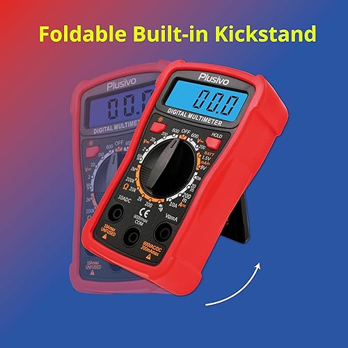 Miniatura 4 de Plusivo Probador de multímetro digital de 2000 cuentas, voltímetro de corriente alterna, voltímetro de voltaje ohmio, voltio, medidor multímetro