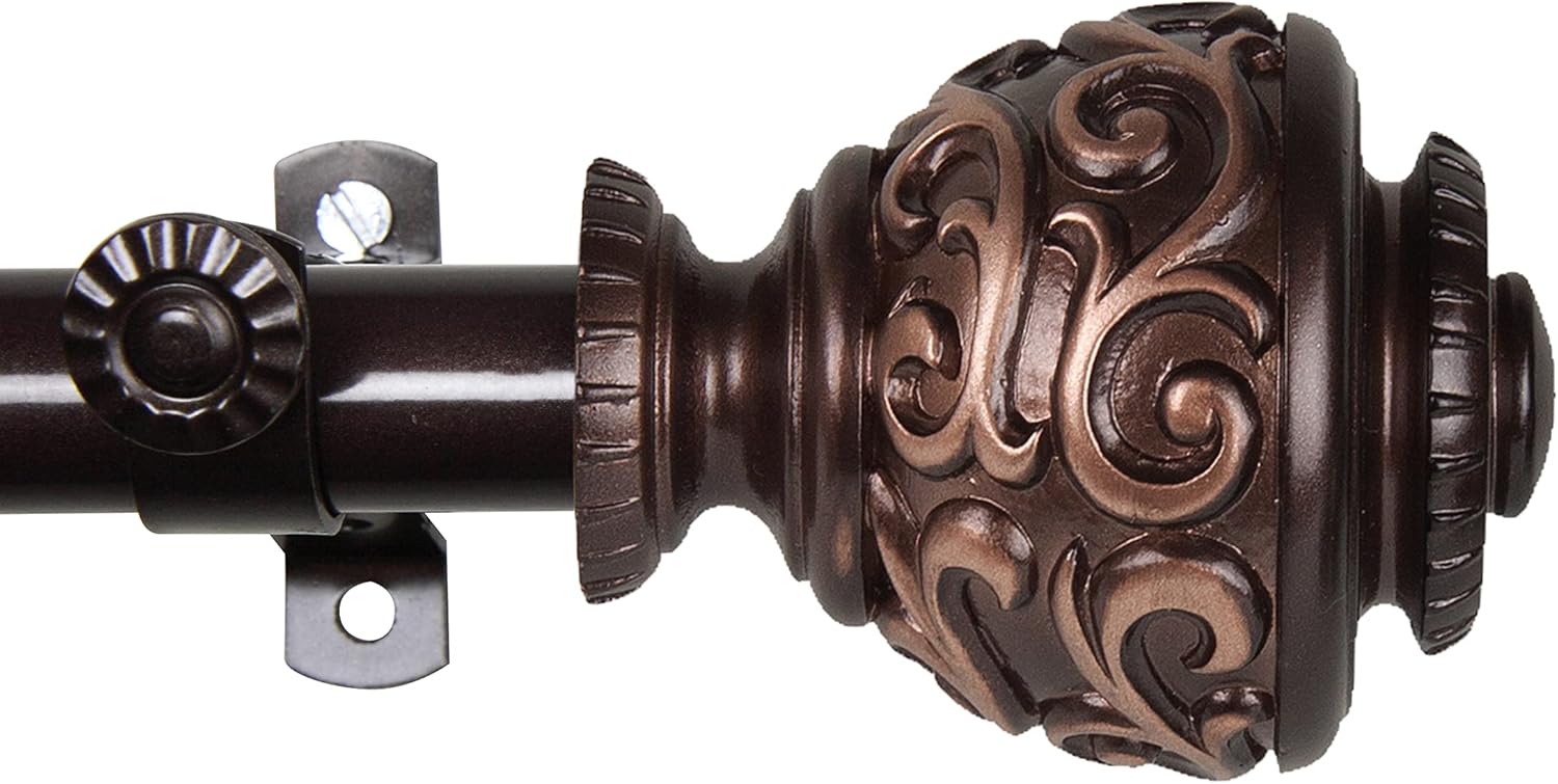 A&F Rod Decor - Jamila 13/16" Triple Curtain Rod 48-84 inch - Cocoa