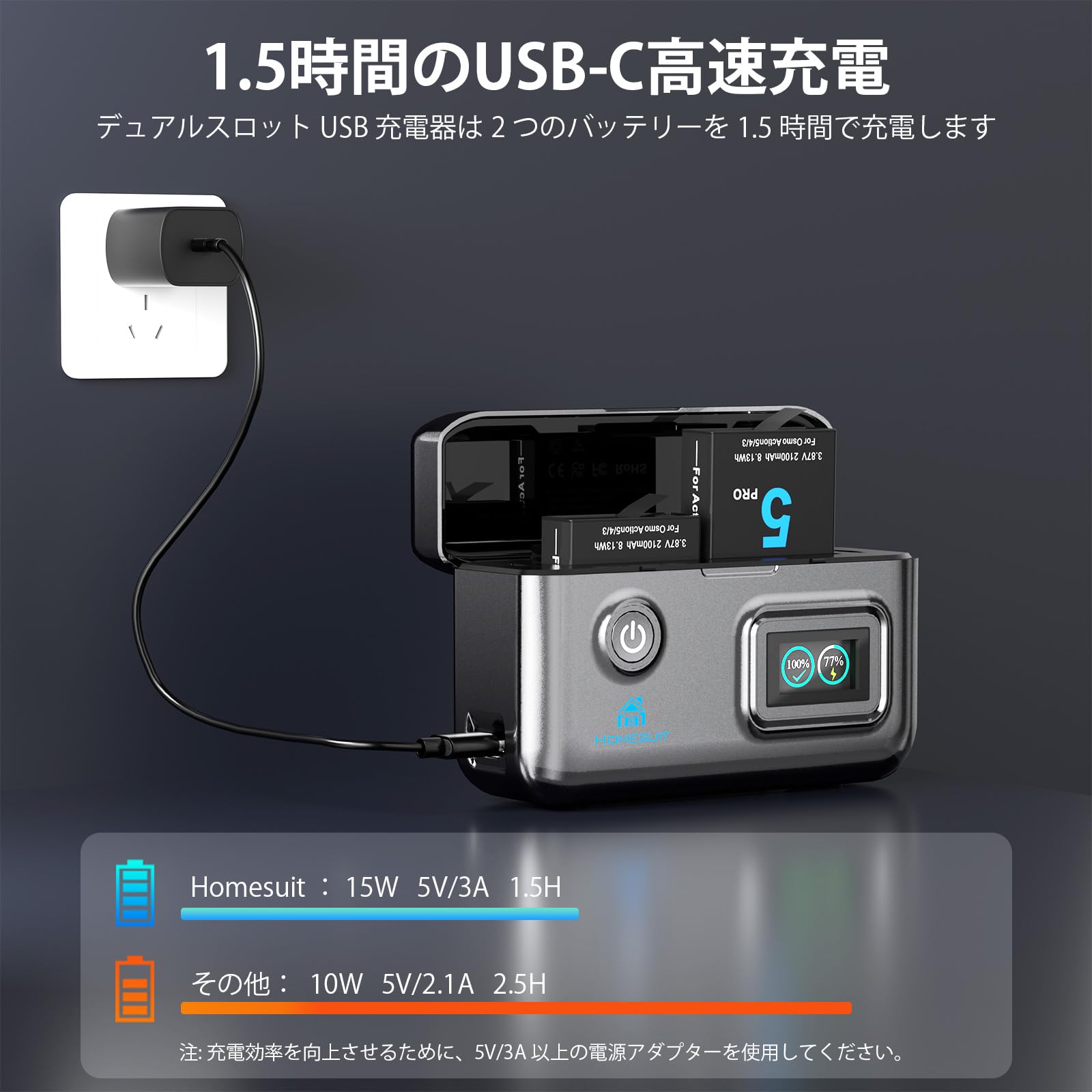 Amazon | Homesuit DJI Osmo Action 6 5 Pro 4 3 バッテリー 2*2100mAh