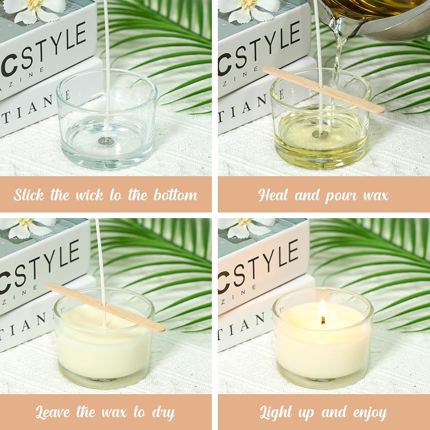 SUPMIND 30 Pack 4oz Clear Candle Jars, Small Wide Mouth Glass Empty Jars with Bamboo Lids for Making Candle, Bulk Container