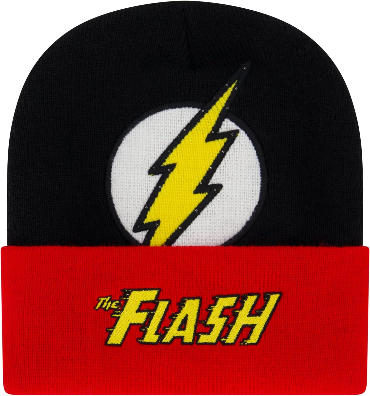 Concept OneDC Comics The Flash Beanie Hat, LED Light Up Winter Knit Cap with Logo and Cuff, Black, Size, Black, size