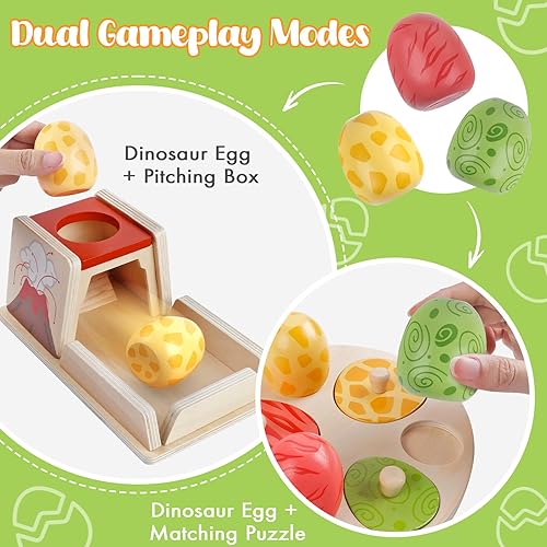 Miniatura 3 de Juguetes Montessori para niños de 6 meses, juguetes de madera para bebés de 6, 7, 8, 9 meses de edad, juguete de bola de huevo de dinosaurio,