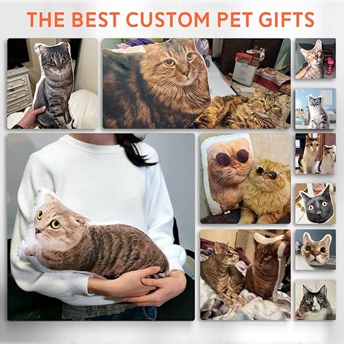 Miniatura 5 de Almohada personalizada con fotos de mascotas, almohada personalizada con forma de cara de perro y gato, regalos personalizados para los amantes de