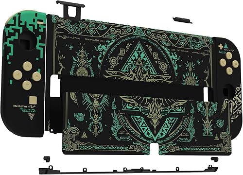 Miniatura 5 de eXtremeRate Juego completo de carcasa de bricolaje para Nintendo Switch OLED, placa trasera de consola y soporte, carcasa para controlador de mano