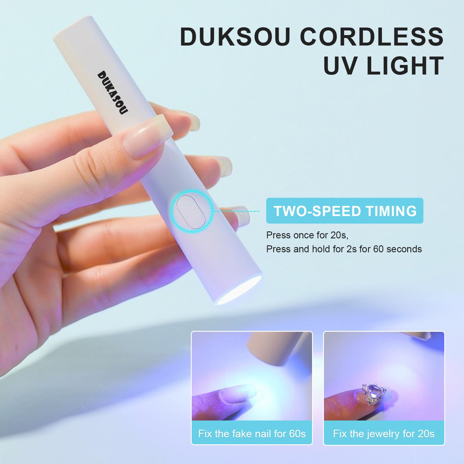 Mini lámpara de uñas LED portátil para esmalte de gel - Secador de uñas USB recargable inalámbrico para curado rápido, arte de manicura casera 5