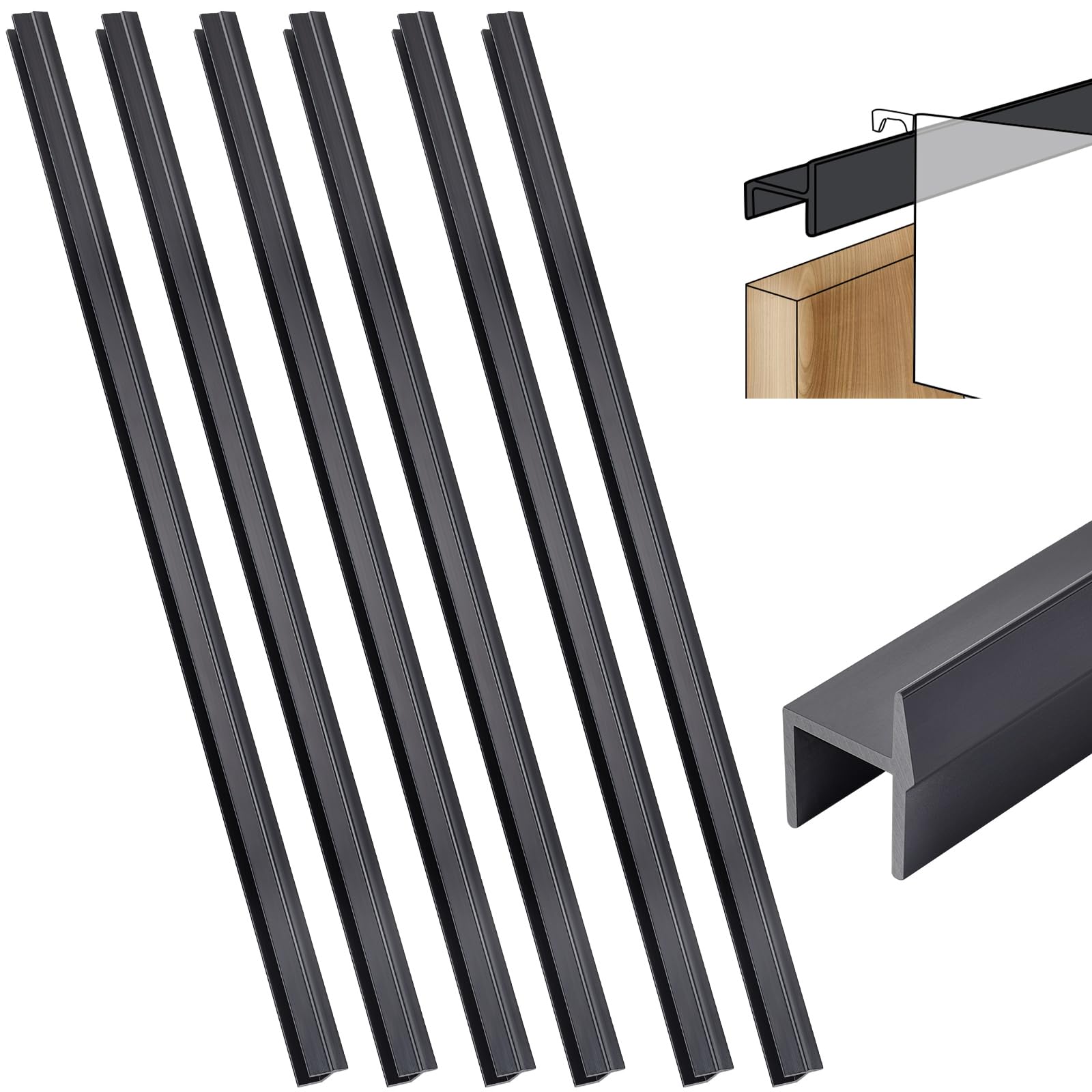Photo 1 of Leinuosen 6 Pcs File Cabinet Rails PVC Hanging Black Document Cabinet Rails for Drawer Sides Letter Size Office File Drawer Holder Organizer Storage, 15.8 Inches Long(3/4 Inch Wide)