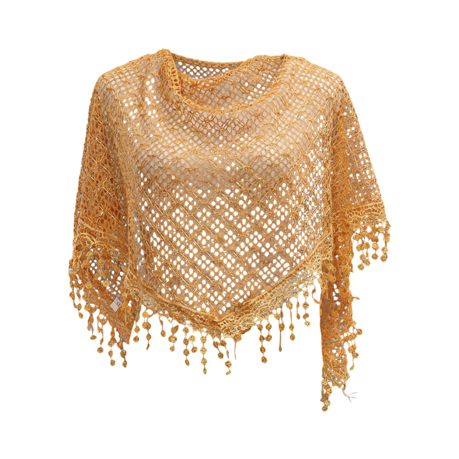 BWANGIAO Lace Hollowed Fringe Shawl Triangular Scarf with Breathable Design for Women Girl Daily Outfit Evening Dress Shoulder Wr