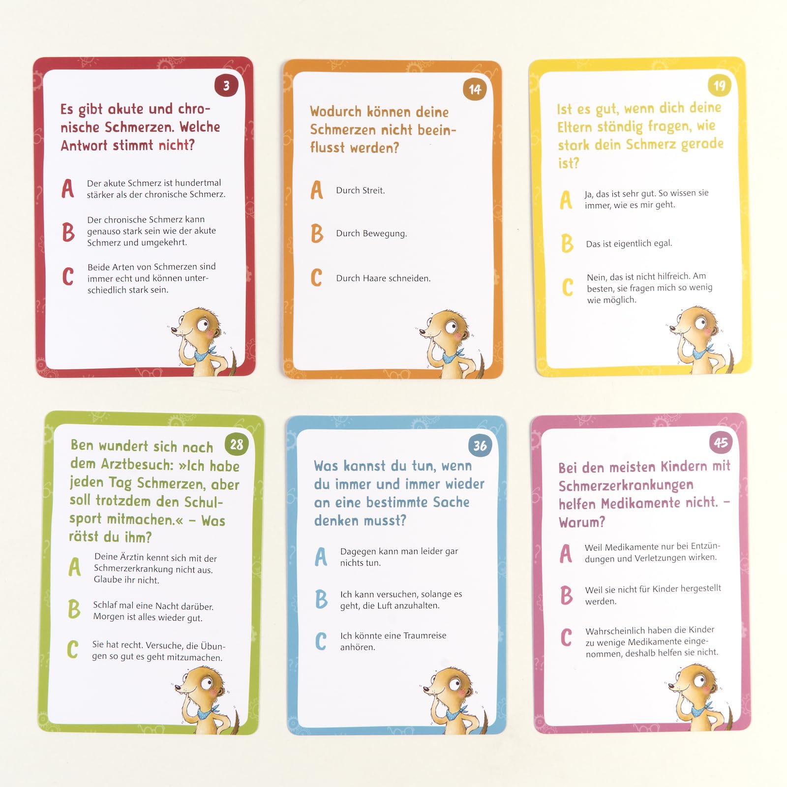 Wilbo weiß was über Schmerz: Wissensquiz zur Psychoedukation in der Kinderpsychotherapie. 50 Fragen und wissenswerte Antworten. Mit 16-seitigem Booklet in stabiler Box, Kartenformat 9,8 x 14,3 cm