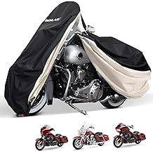 Benlari Waterproof Motorcycle Cover with Side Top Box Compatible with Harley Davidson Touring Models Road King Street Glide Road Glide Electra Glide Outdoor All Weather Protection, L,107" x 43" x 50"