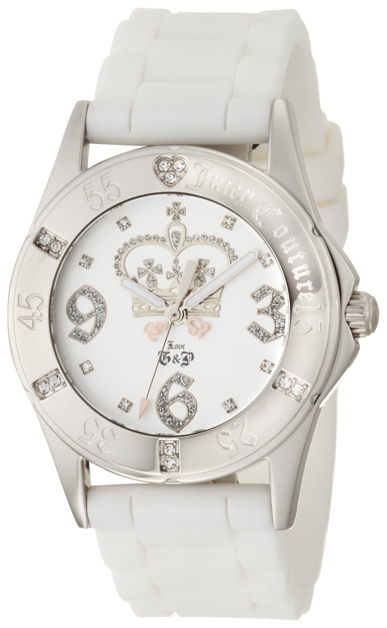 Juicy Couture Women\'s 1900670 Rich Girl White Jelly Watch w/Swarvoski crystals Juicy Couture White Band with Multi-colour Swarovski  main image 3