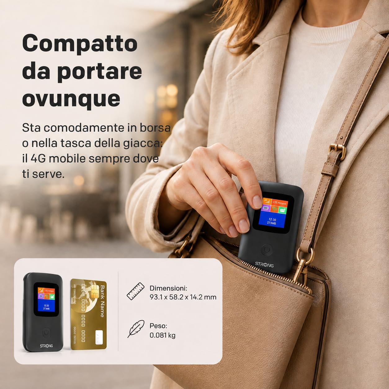 STRONG 4G AIRSPOT 220 Saponetta WiFi con SIM, CAT4 150 Mbps
