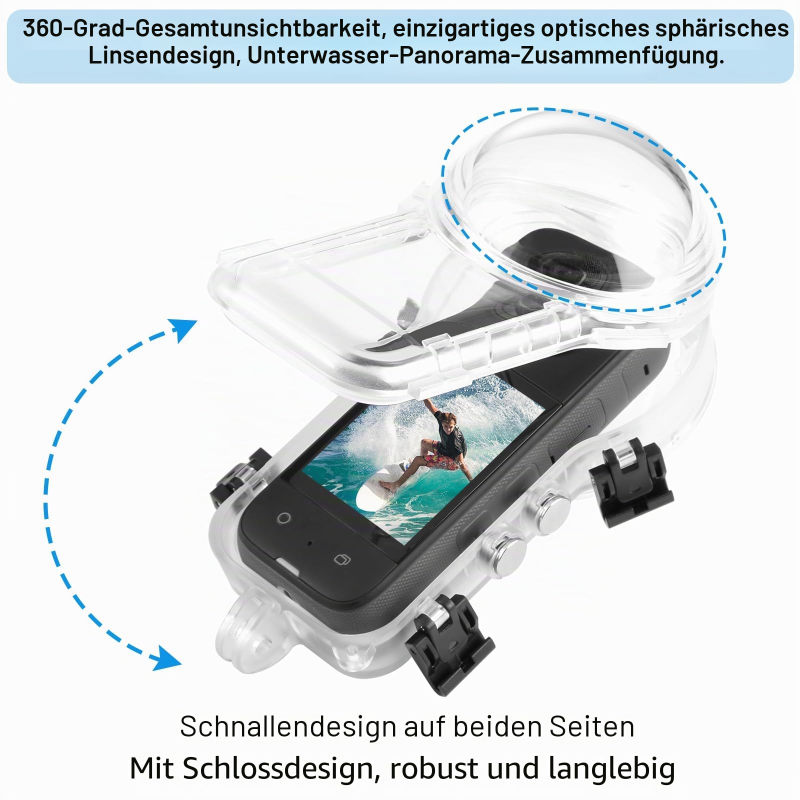 PULUZ 60 m wasserdichte Tauchhülle für Insta360 X5, unsichtbares Unterwassergehäuse, versiegelte Schutzhülle für Insta360 X5 360-Grad-Fotografie-Kamera-Zubehör