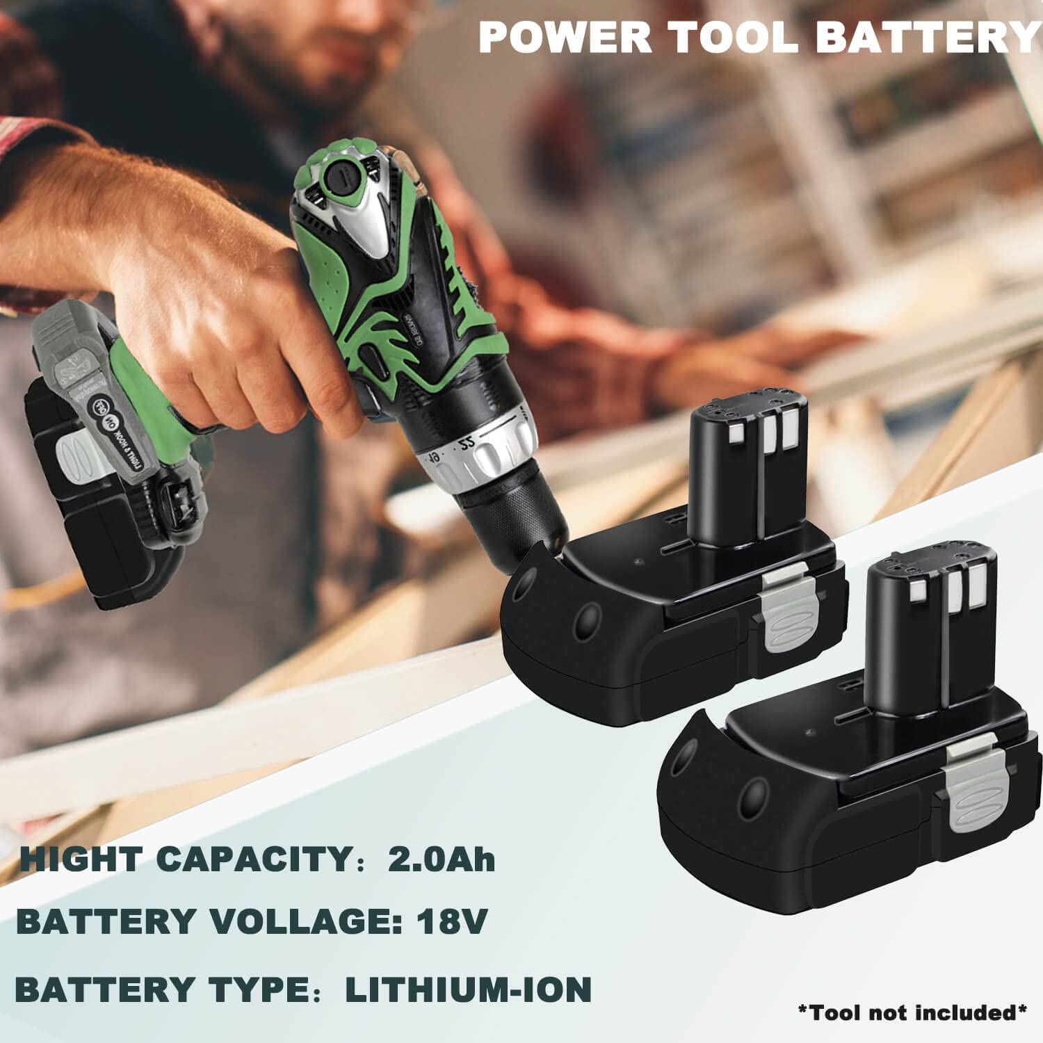 Lot de 2 batteries 18V 3000mAh pour Ryobi P211 - Société Française Lot de 2 batteries 18V 3000mAh pour Ryobi P211 - Société Française